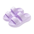 thumbnail image 1 of Womens Casual Slippers Solid Color Simplicity Open Toe Double Strap Platform Thick Bottom Quick Drying Lightweight Non-Slip Bathroom Shower EVA Slippers Purple, 1 of 1