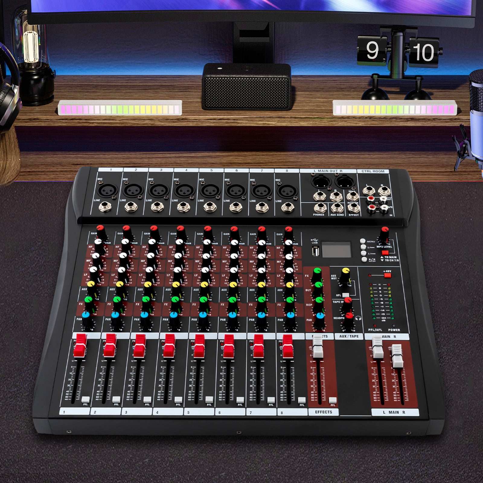 8 Channel USB Mixing Console Bluetooth Live Studio Audio DJ Sound Mixer Board