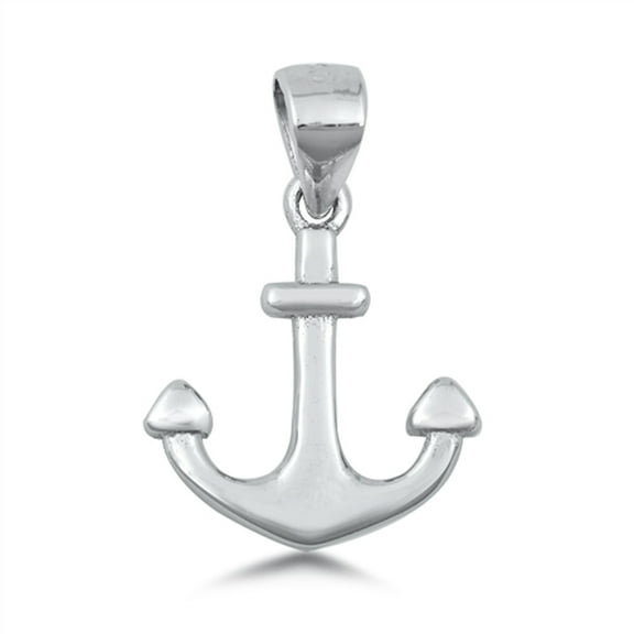 Sterling Silver Anchor Pendant High Polish Traditional Nautical Charm 925 Jewelry Female Unisex