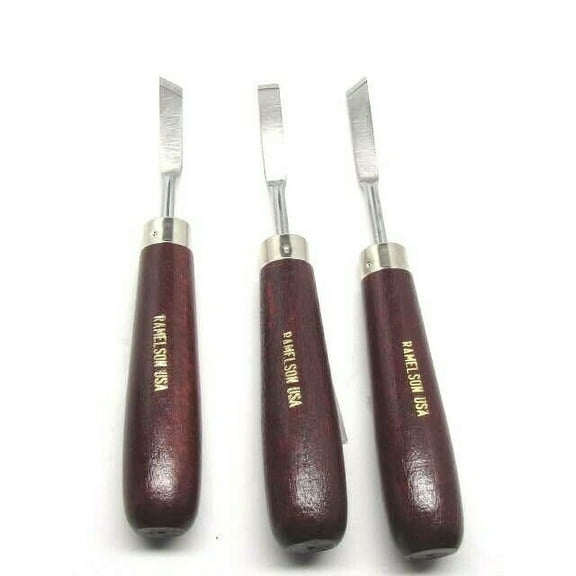 3pc Dog Leg Chisels Wood Carving Relief Cabinet Pattern Makers RAMELSON USA
