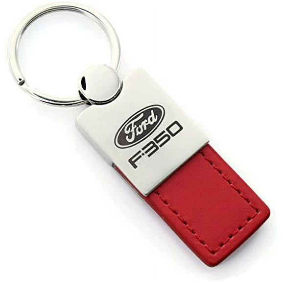 Ford F-350 Keychain & Keyring - Duo Premium Red Leather