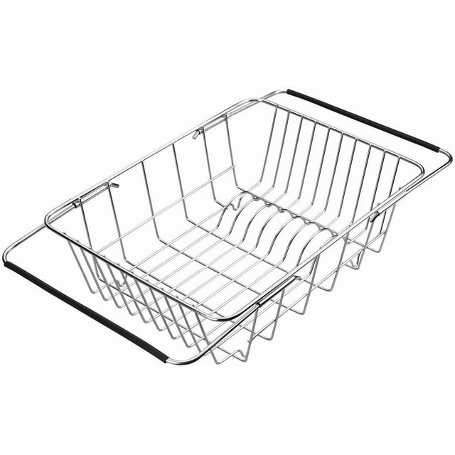 Escurreplatos de acero inoxidable, escurreplatos extensible Cesto para frutas y verduras Ollas Tazones Platos y utensilios de cocina