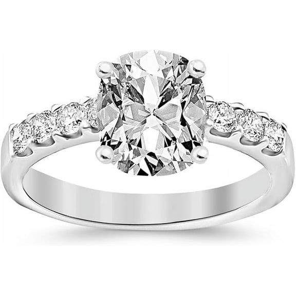 Elegant Cushion Cut Diamond Ring 2 Ct Certified Moissanite Set Engagement Ring 14K White/Yellow/Rose Gold Bridal Promise Ring