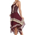 thumbnail image 3 of Sakkas Batik Corset Style Bodice Handkerchief Hem Dress - Chocolate / Cream - One Size, 3 of 4