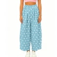 thumbnail image 3 of Favoffer Women's Casual Pants Elastic Waist Polka Dot Print Pocket Comfortable Long Linen Pants Wide Leg Pants for Work Travel Shopping Lounging, 3 of 6