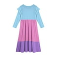 thumbnail image 4 of Abcomgle Girls Long Sleeve Dresses 8-9 Casual A-Line Ruffle Long Sleeve Girls Long Dresses Colorblock Crew Neck Sundresses Elegant Tiered Dresses with Pockets,Hot Pink, 4 of 5