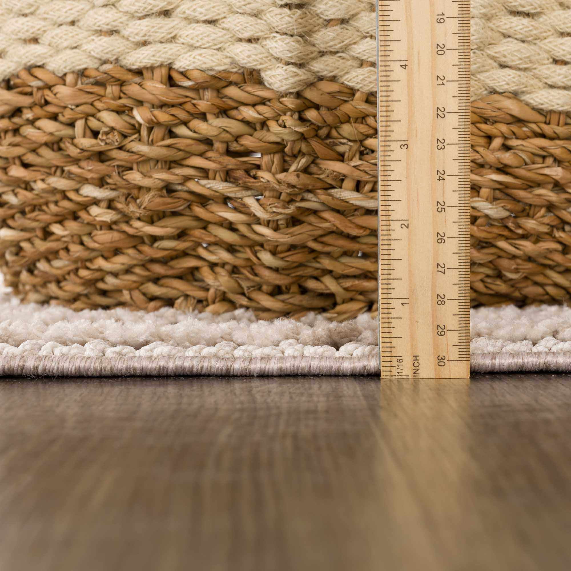 BoutiqueRugs Lunao Farmhouse High Low Textured Shag Oversized Area Rug - Modern Geometric Carpet for Living Room, Bedroom - Charcoal, Cream, Peach - 8'10" x 12' (9x12)