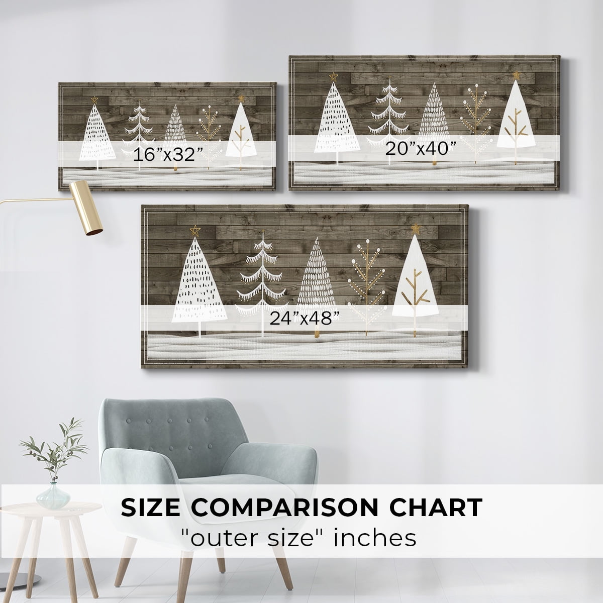 Wooded White Christmas Collection D- Gallery Wrapped Canvas