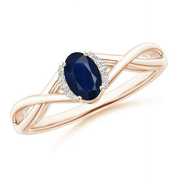 Oval Shape Blue Sapphire CZ Diamond Cocktail Band Ring Women 925 Sterling Silver Rose Gold Plated September Birthstone Wedding Anniversary Gift Gemstone Jewelry