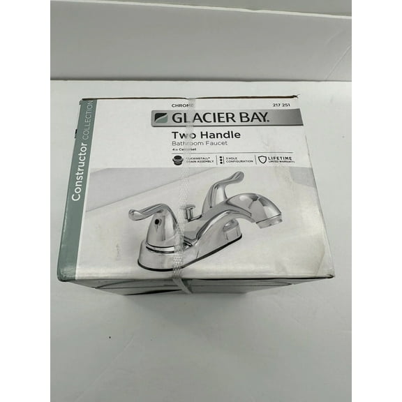 Glacier Bay Constructor 4 Double Handle Bathroom Faucet Chrome NEW SEALED
