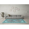 thumbnail image 3 of Ahgly Company Indoor Square Medallion Light Blue Traditional Area Rugs, 8' Square, 3 of 4