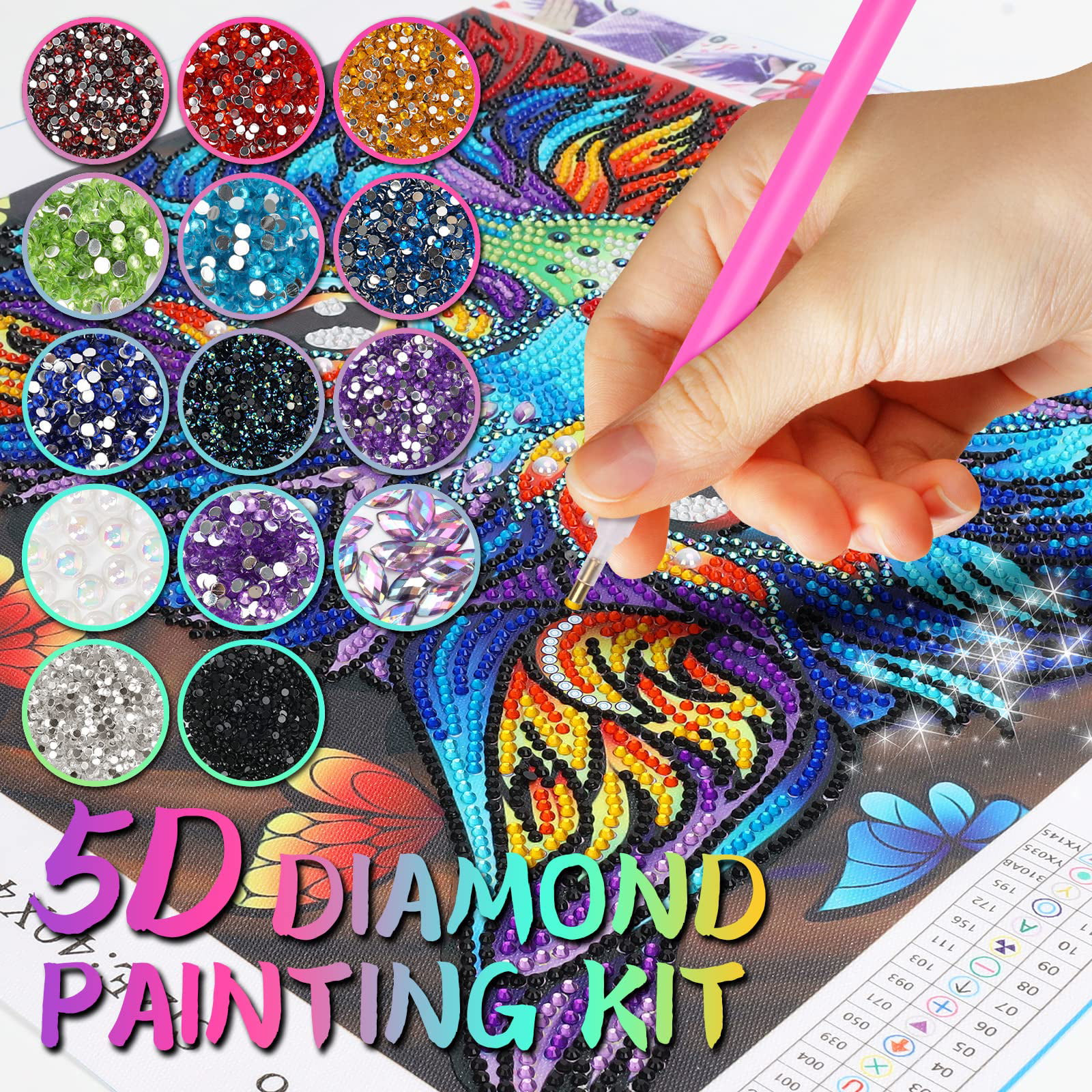 5D Diamond Painting Kits for Kids with Frame, Diamond Art for Kids Ages 5-8-12
