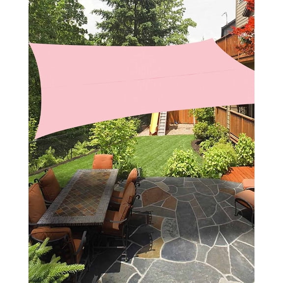 Sun Shade Sail 12x16Ft Soild Color Pink Uv Block Sunshade Canopy Outdoor Shade Cover Rectangle Shade Cloth For Patio Garden Yard Deck Pergola