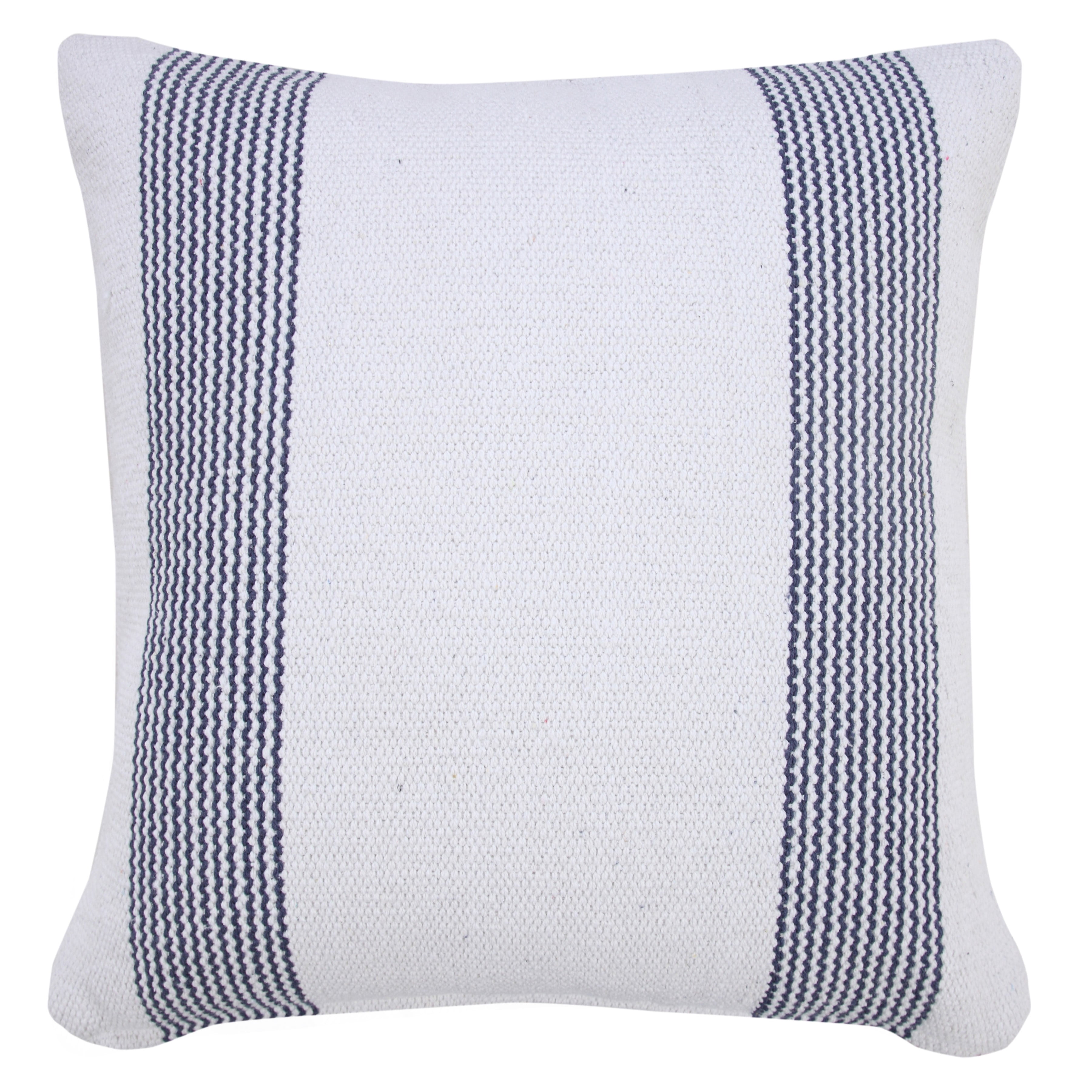 LR Home Cassidy Set of 2 Pale Blue/White Striped Cotton Adult Decorative Throw Pillow