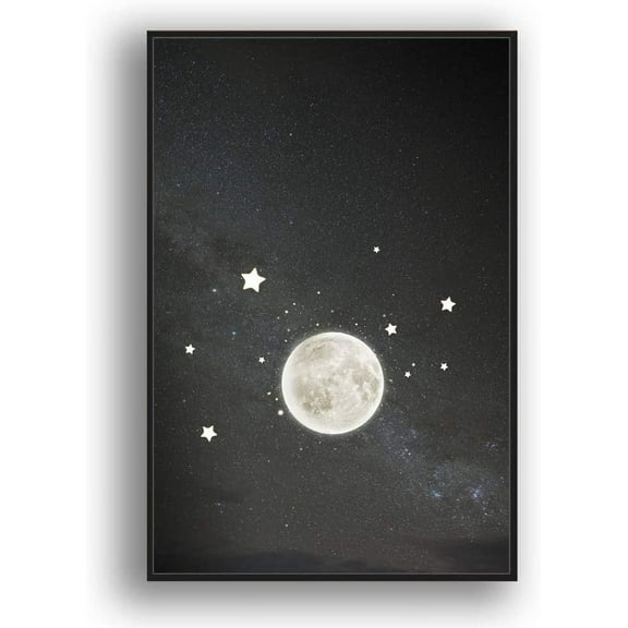 IDEA4WALL Framed Canvas Wall Art for Living Room, Bedroom Moon with Bright Canvas Prints for Modern Home Decoration Ready to Hang