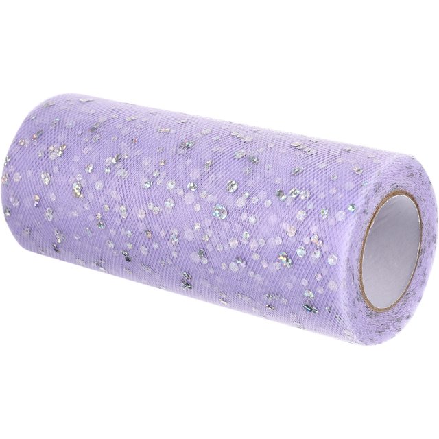 LOLIPPYY Rouleaux de Tissu Tulle Pailleté Violet pour Décorations de Vacances 25 Yards 1Pcs