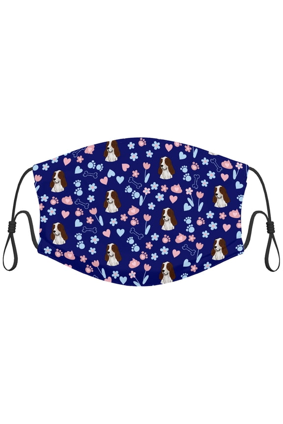 Cute English Springer Spaniel Dog Graphic Printed Cloth Face Masks Reusable Washable Adjustable for Child (5 PCS)