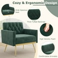 thumbnail image 5 of Giantex Mid-century Upholstered Accent Chair, Modern Leisure Velvet Sofa w/Adjustable Foot Pads (1, Dark Green), 5 of 8