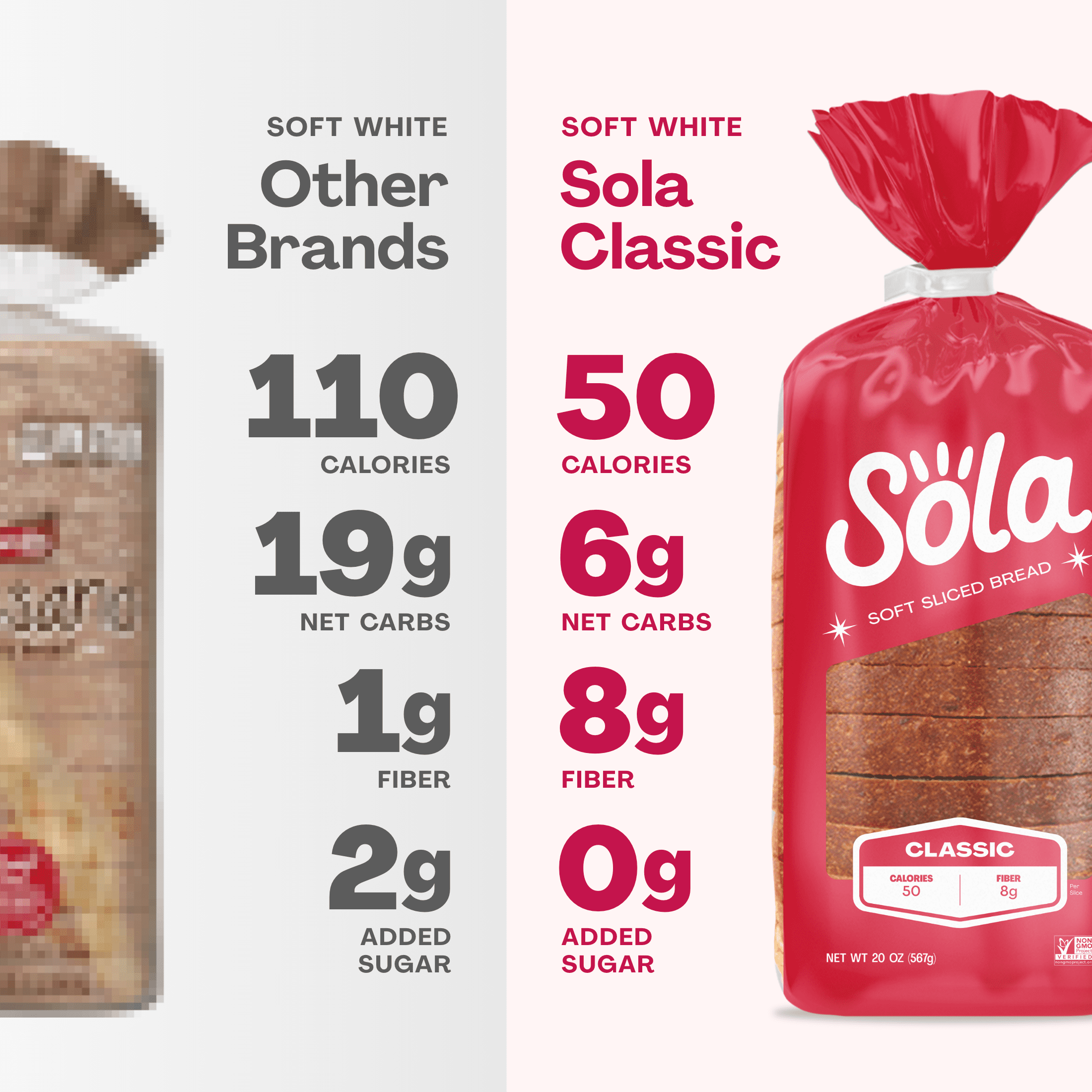 Sola Classic White Bread, Soft Sliced Bread, Non-GMO, 20 oz