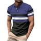 thumbnail image 1 of pstuiky Mangas cortas para hombre, Blusa informal de manga corta con cuello vuelto y botones con costuras a rayas para hombre camisas casuales para hombre xxxl, 1 of 5