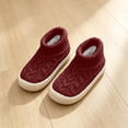 thumbnail image 3 of Women's Indoor Slipper Socks Thick Plush Lined Cable Knit Outer Anti Slip Rubber Particle Sole Loose Short Cuff Muted Solid Home Wear, Slipper Socks With Grips for Women Wine Free Size, 3 of 7