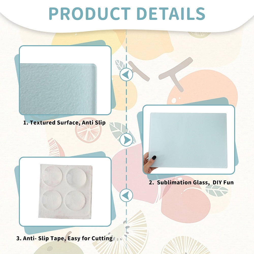4Pcs Sublimation Glass Cutting Boards Rectangle Tempered Glass Cutting Blanks Heat Press Printing Kitchen Vegetable