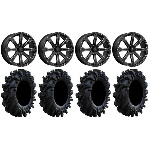 MSA Bounty 18" Wheels Black 36" Intimidator Tires Can-Am Maverick X3 / Honda Pioneer 1000 / Talon
