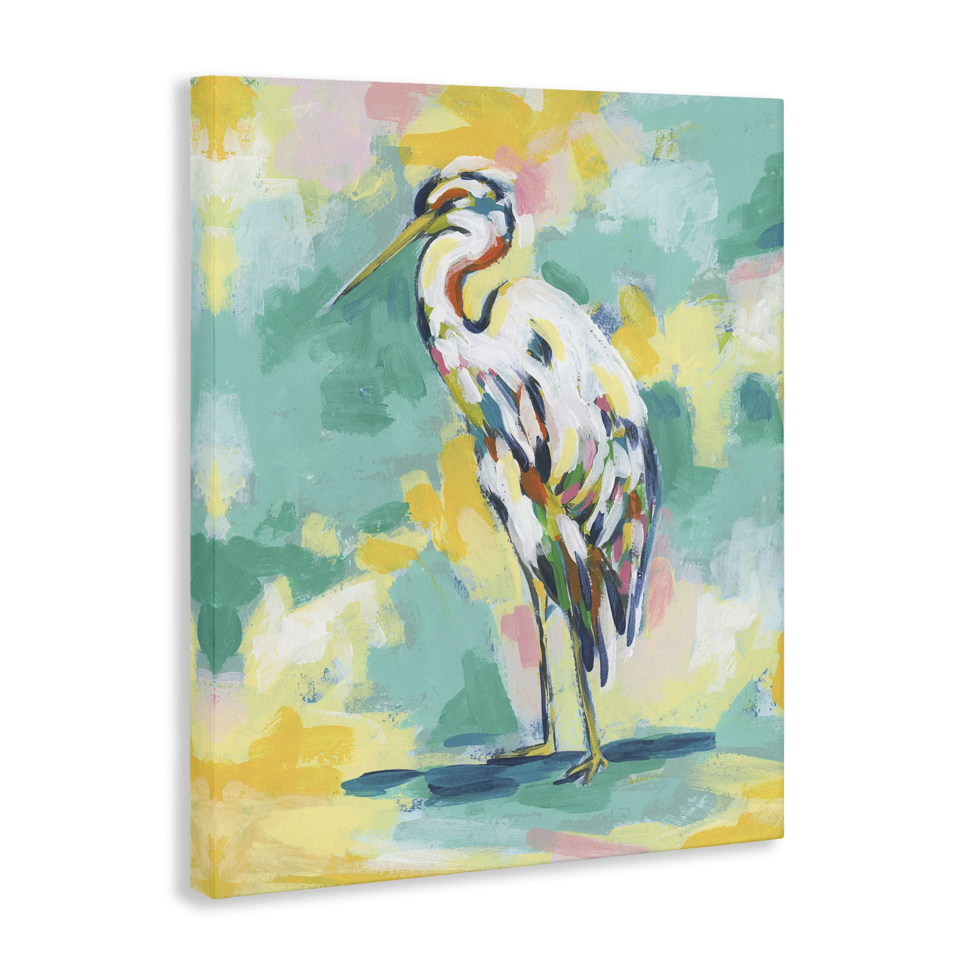 Stupell Industries Blue Modern Crane Animals Painting Wrapped Canvas Art Print Wall Art, 36 x 48