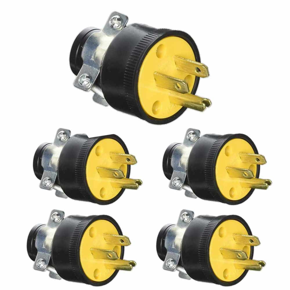 NEW 5-PC MALE Extension Cord Electrical Wire Repair Replacement Plug End 