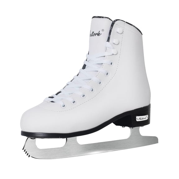 Nattork White Figure Skates Excellence Stainless Steel Blades Ice Figure Skating with Enhanced Support Strength Performance and Ultimate Comfort for Women and Men