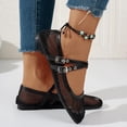 thumbnail image 5 of Aobny Mesh Shoes Womens Shoes Wedges Flat Shoes Wedge Casual Shoes Shoes Buckle Square Toe Black Water-Resistant Womens Shoes Casual,Size 41, 5 of 9