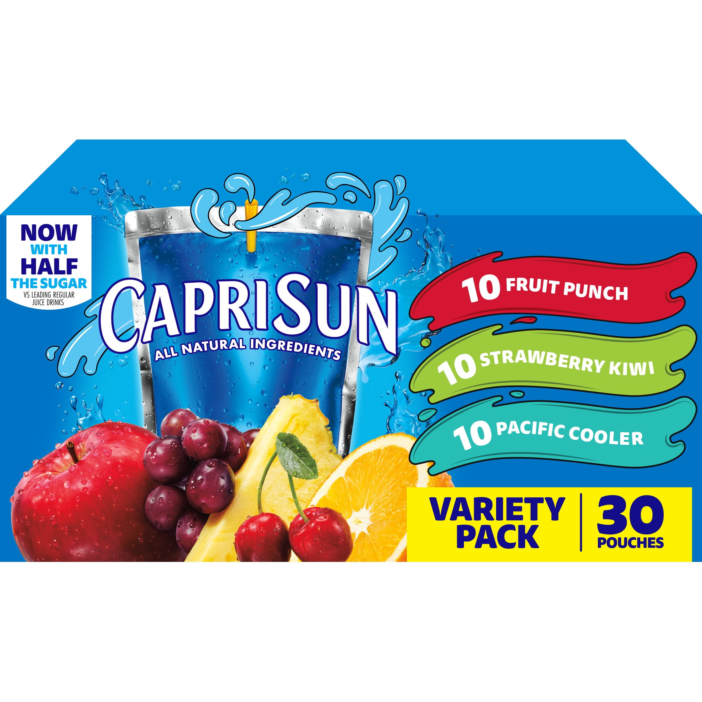 Capri Sun Variety Pack with Fruit Punch, Strawberry Kiwi & Pacific Cooler Juice Box Pouches, 30 ct Box, 6 fl oz Pouches