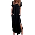 thumbnail image 1 of adviicd Robes d'Été pour Femmes Robe d'Été Imprimée Contrastée en Dentelle Col Rond Sans Manches Ligne Courte Noire,TTTG, 1 of 5