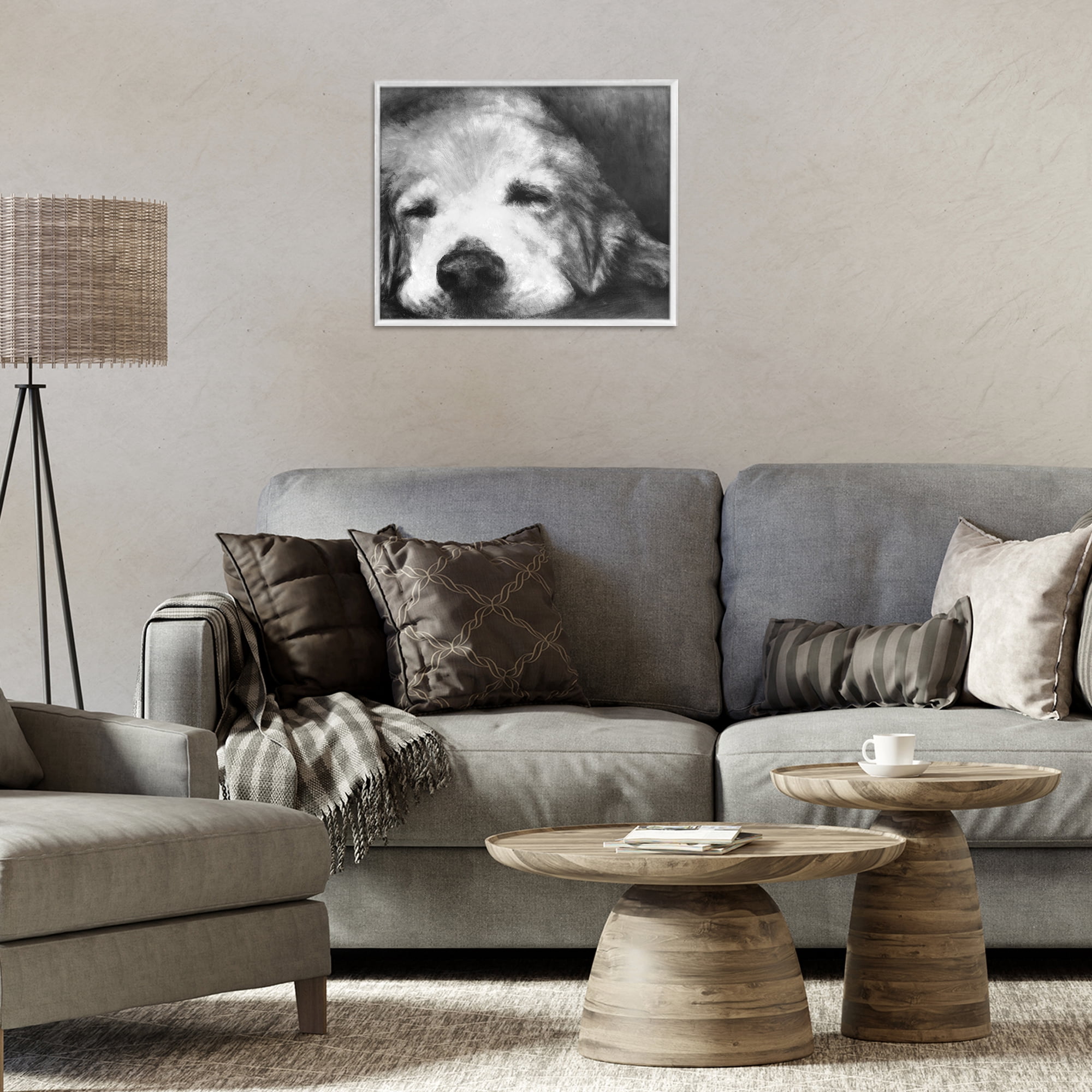 Stupell Industries Monochrome Dog Day Afternoon White Framed Giclee Art, design by Walt Johnson