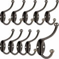 thumbnail image 1 of Ganchos de pared dobles, ganchos utilitarios retro con acabado de latón antiguo para una mayor durabilidad, perchero de pared resistente con doble punta para varias prendas pesadas, 10 piezas, 1 of 5
