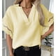 thumbnail image 2 of Top de manga corta para mujer, camisa informal para mujer, camisa informal en V para mujer, camisa de encaje para mujer confeccionada con cuidado, 2 of 5