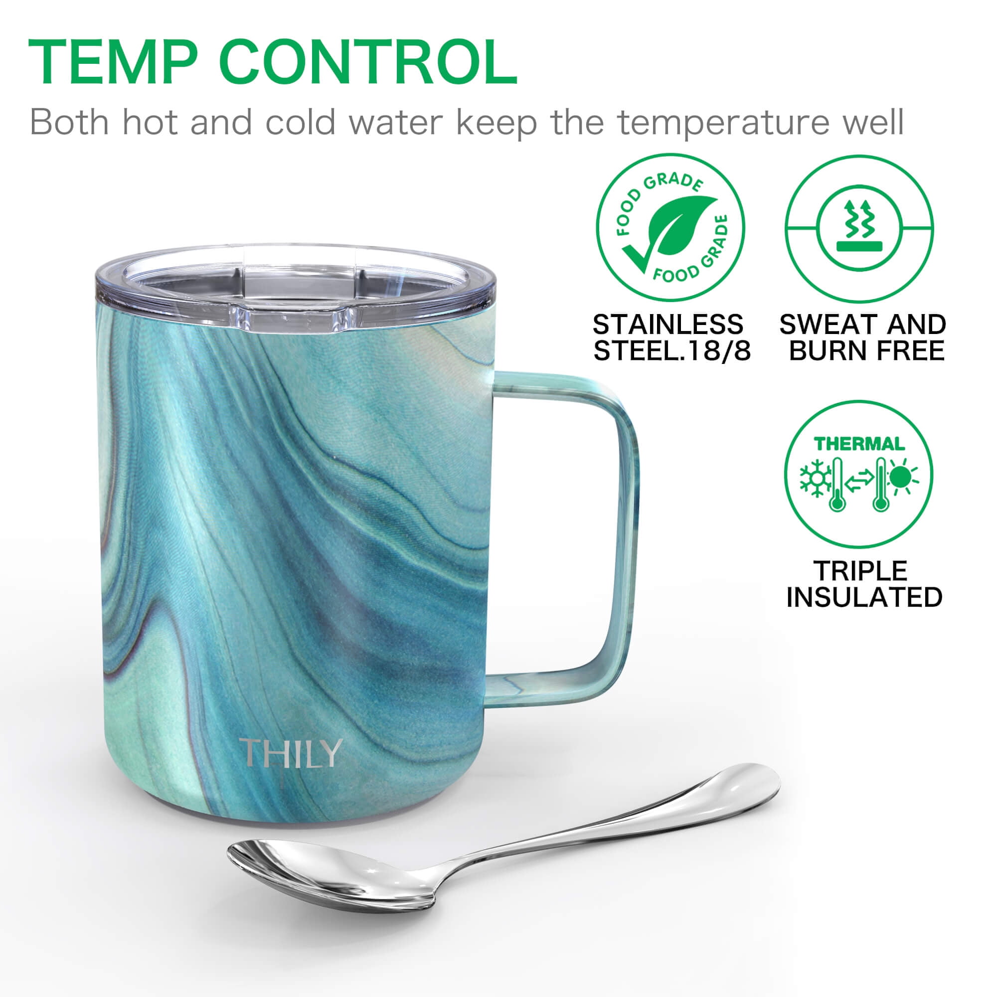 Round Bottom Business Coffee Thermal Mug With Handle, 350ml Travel Flat  Bottom Glass Keeps Coffee, Tea, Drinks Hot Or Chilled