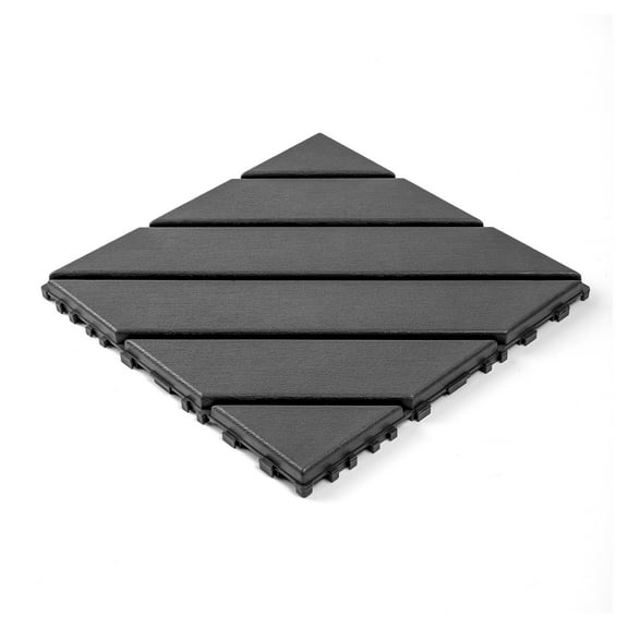 Plastic interlocking decking tiles, 44 packs of terrace decking tiles, 12 inches x 12 inches waterproof for all-weather use, backyard pool decking tiles, dark gray Grey