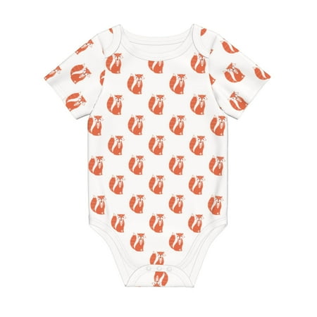

Coaee Orange Fox for Soft Cotton Baby Short-Sleeve Bodysuit Baby Girls Boys Bodysuit Romper