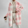 thumbnail image 4 of Bovemsi Trench Coats Women'S Autumn Or Winter Button Down Lapel Plush Plaid Coat Loose Long Fall Winter Clothes XL, 4 of 7