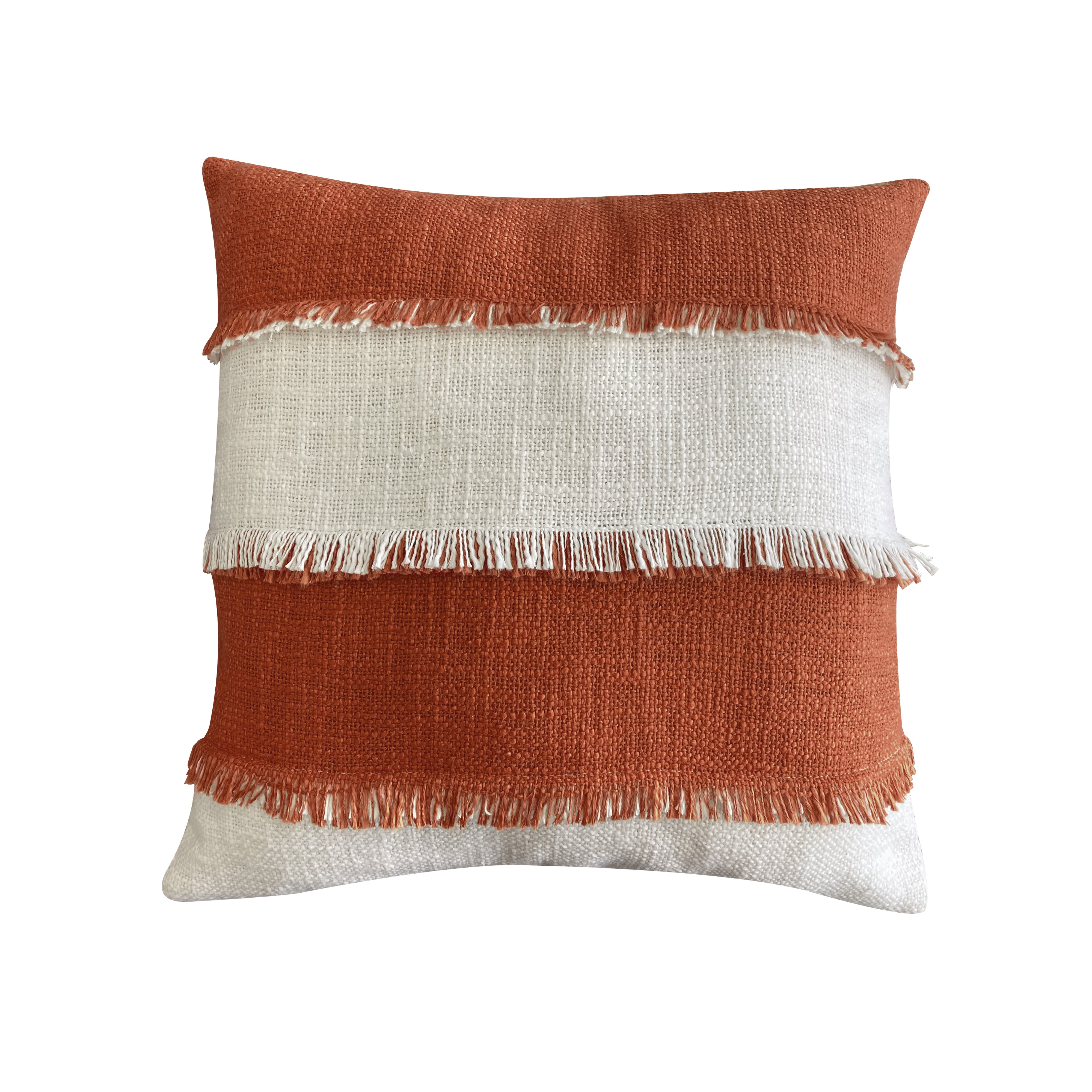 Madi Stripe Cotton Decorative Throw Pillow 18x18" Terra Cotta 1 pack