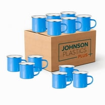 JPPlus Sublimation Blank Camp Mugs. Color Enamel Camping Mugs in Bulk for Outdoor Travel Dye Sublimation Camper Products Drinking Cups (12, Light Blue)
