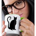 thumbnail image 2 of 3dRose, Black Cat Silhouette with Curly Tail, 15oz Two-Tone Green Mug, 2 of 7
