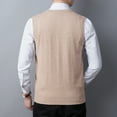 thumbnail image 4 of Quealent Men Sweater Vest Sleeveless Casual Fashion Men’s Sleeveless Sweater V Neck Lightweight Vest Slim Fit Casual Pullover Sweater Khaki,L, 4 of 4