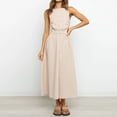 thumbnail image 2 of Fesfesfes Spring Dresses for Women Solid Color Backless Sleeveless Dress Casual Loose Long Cocktail Party Dress, 2 of 9