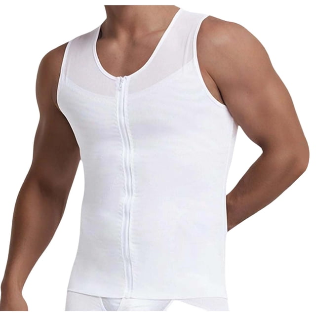 Fajas moldeadoras para hombre, corsé elástico alto, cintura sin mangas, cuello redondo, top para hombre