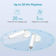 TWS Bluetooth Earphones True Wireless Stereo Earbuds w Mic White K4D for OnePlus 8, 7T, 9, Nord N200 5G N100 N10 5G, Pro, 5G McLaren, 7 Pro, 8T Plus, UW - Orbic Magic 5G - Razer Phone 2