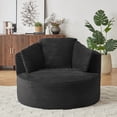 thumbnail image 4 of FFH Round Accent Chair, 48.8" Oversized Living Room Chair, Corduroy Chaise Lounge Chair Indoor, Barrel Chairs for Adults, Black, 4 of 7