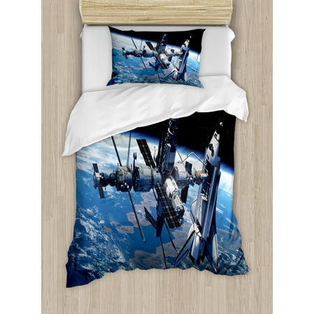 Outer Space Duvet Cover Set Space Shuttle And Station View