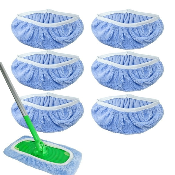 6Pcs Reusable Microfiber Mop Pads Compatible with SwifferSweeper Mop, Wet and Dry Flat mop Cover, Replacement Sweeping Mopping pad Refills for Surface/Hardwood Floor Cleaning
